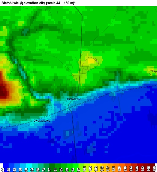 Białośliwie elevation map
