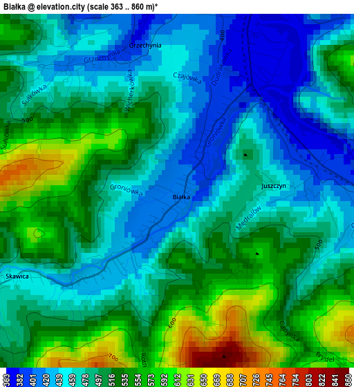 Białka elevation map