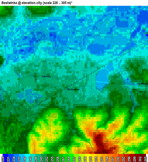 Bestwinka elevation map