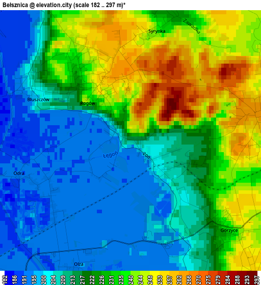 Bełsznica elevation map