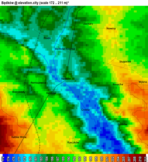 Będków elevation map