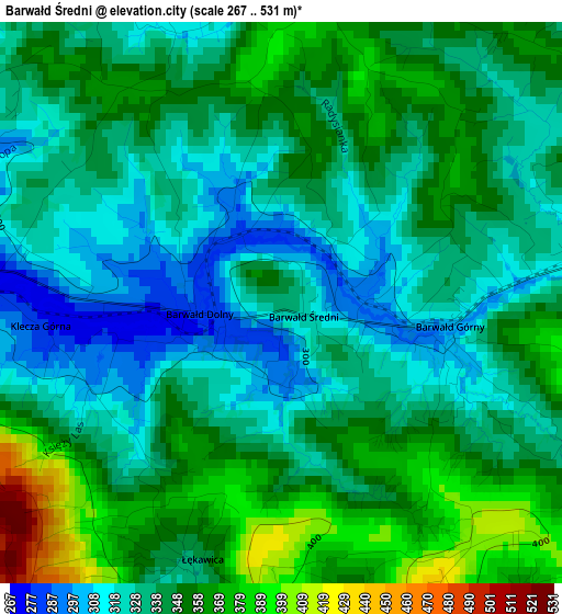 Barwałd Średni elevation map