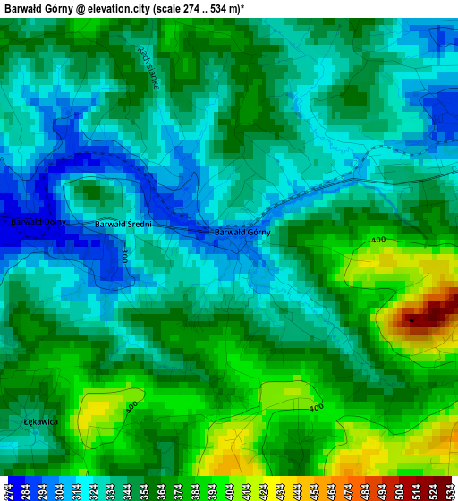 Barwałd Górny elevation map