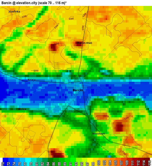 Barcin elevation map