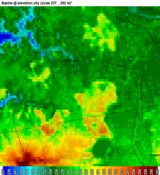 Bąków elevation map