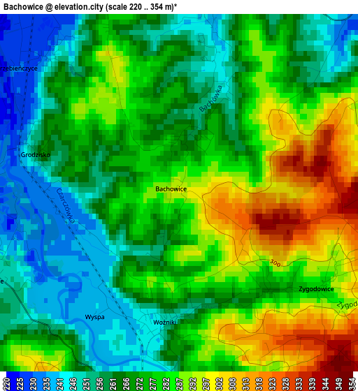 Bachowice elevation map