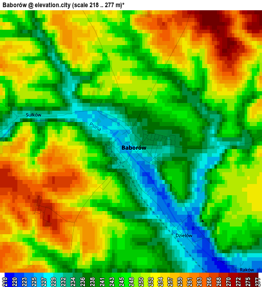 Baborów elevation map