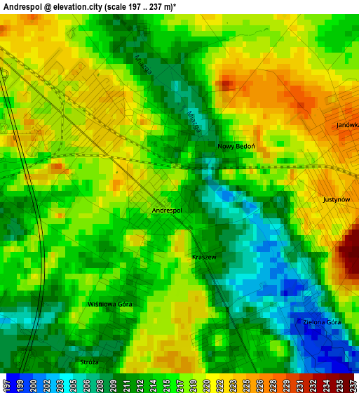 Andrespol elevation map