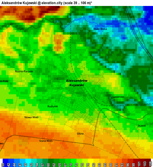 Aleksandrów Kujawski elevation map