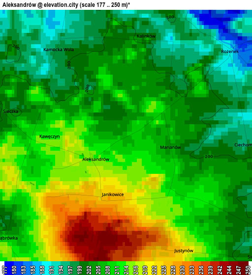 Aleksandrów elevation map