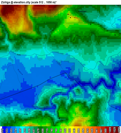 Zúñiga elevation map