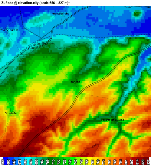 Zuñeda elevation map