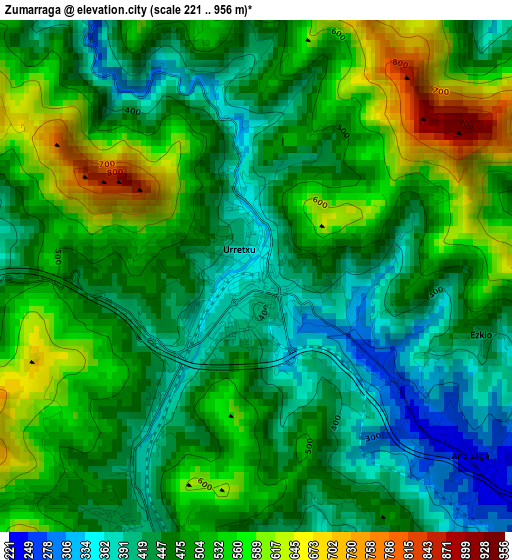 Zumarraga elevation map