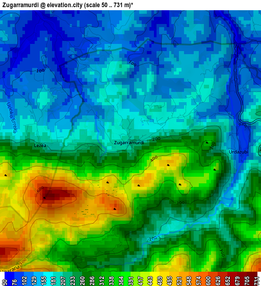 Zugarramurdi elevation map