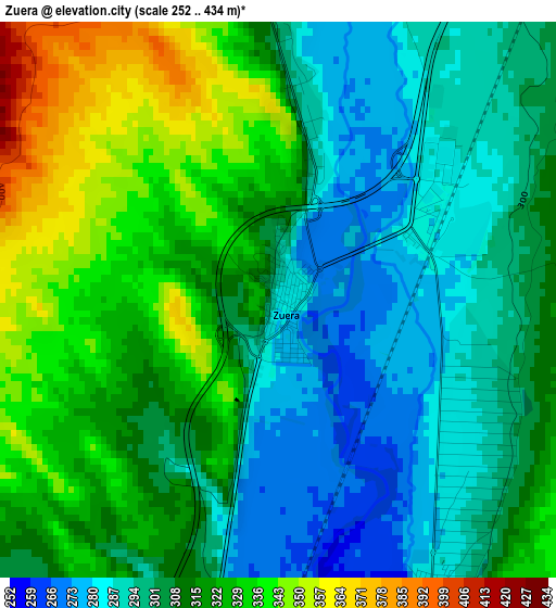 Zuera elevation map