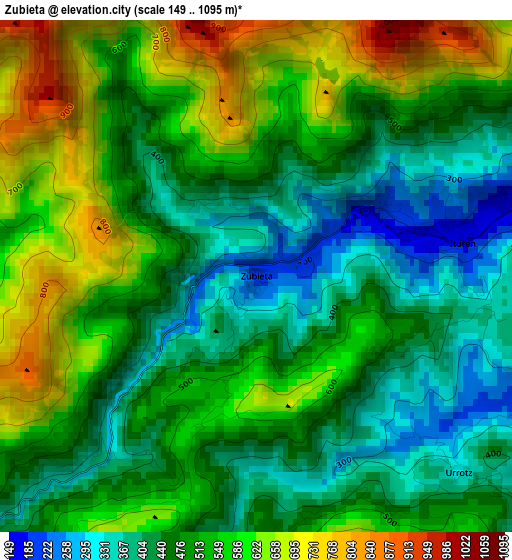 Zubieta elevation map