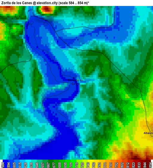 Zorita de los Canes elevation map