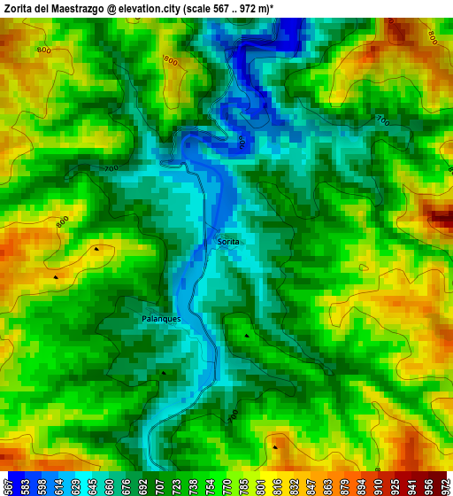 Zorita del Maestrazgo elevation map