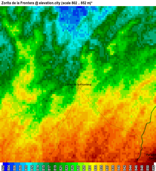 Zorita de la Frontera elevation map