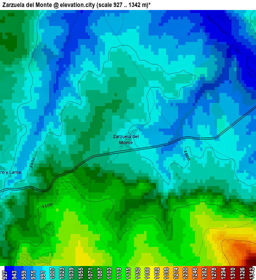 Zarzuela del Monte elevation map