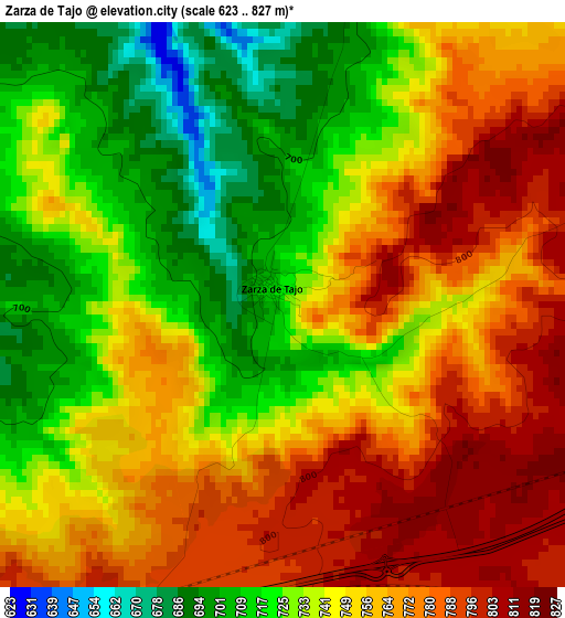 Zarza de Tajo elevation map