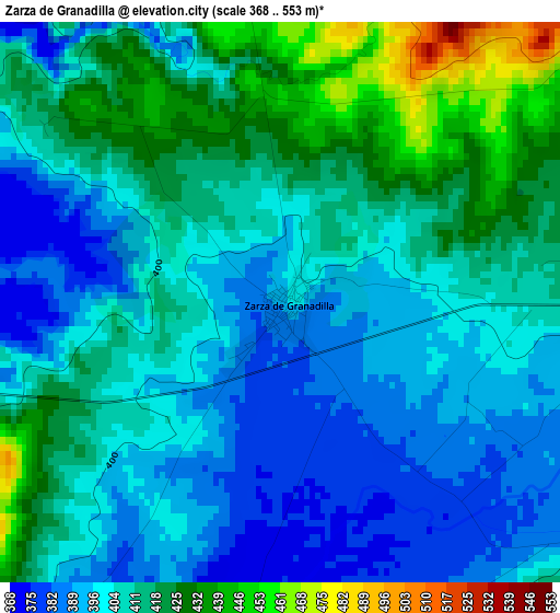 Zarza de Granadilla elevation map