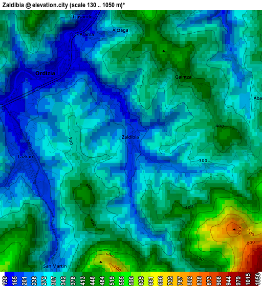 Zaldibia elevation map