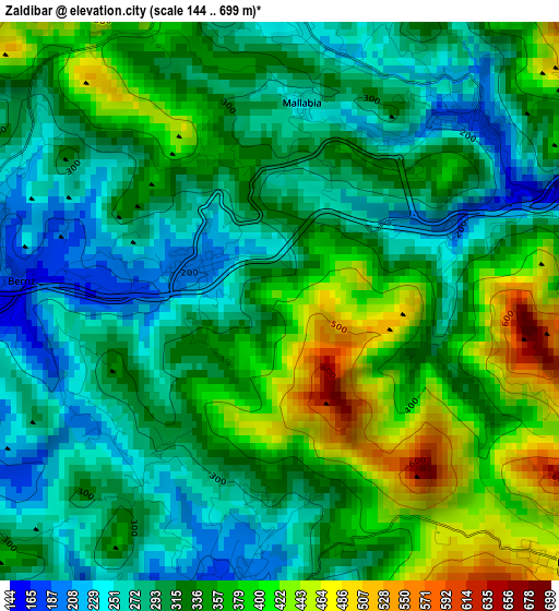 Zaldibar elevation map