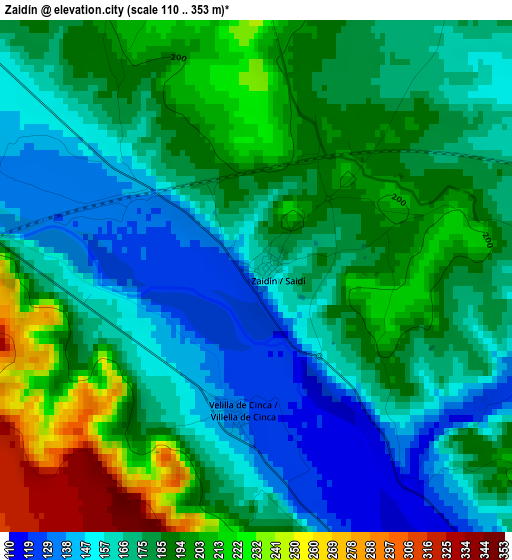 Zaidín elevation map