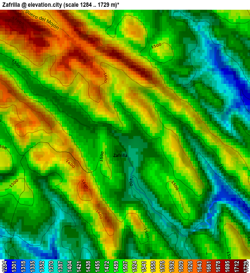 Zafrilla elevation map