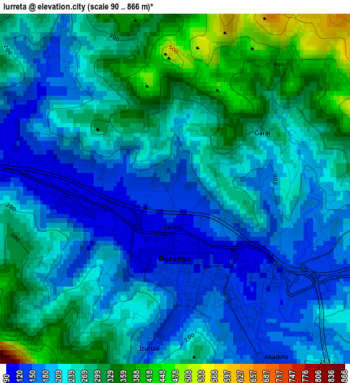 Iurreta elevation map