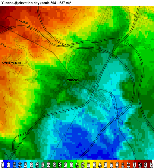 Yuncos elevation map