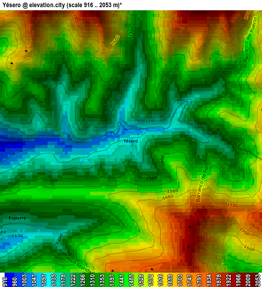 Yésero elevation map