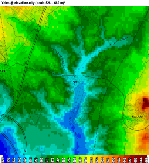 Yeles elevation map