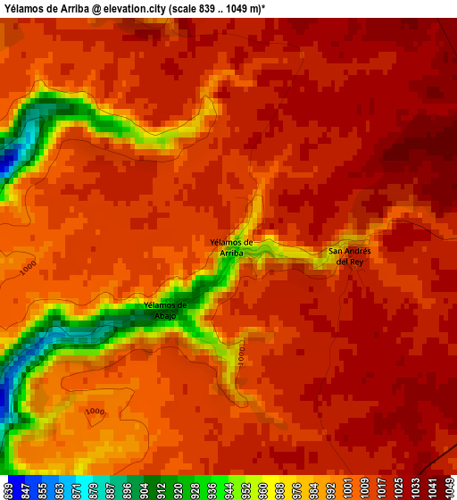 Yélamos de Arriba elevation map