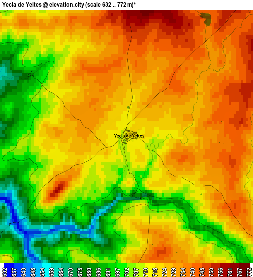 Yecla de Yeltes elevation map