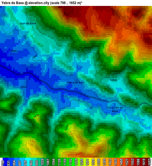 Yebra de Basa elevation map