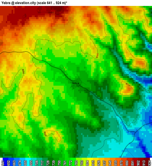 Yebra elevation map