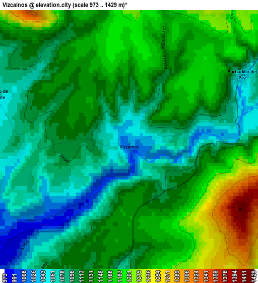 Vizcaínos elevation map