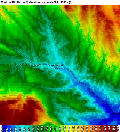 Vivel del Río Martín elevation map