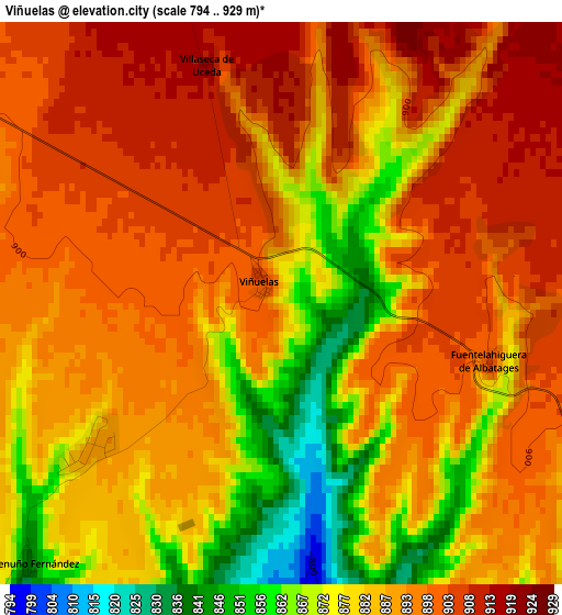 Viñuelas elevation map