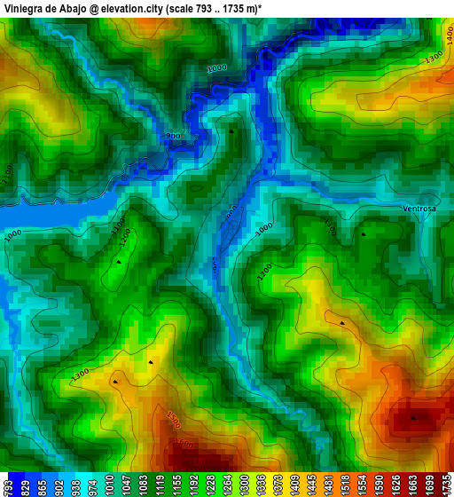 Viniegra de Abajo elevation map