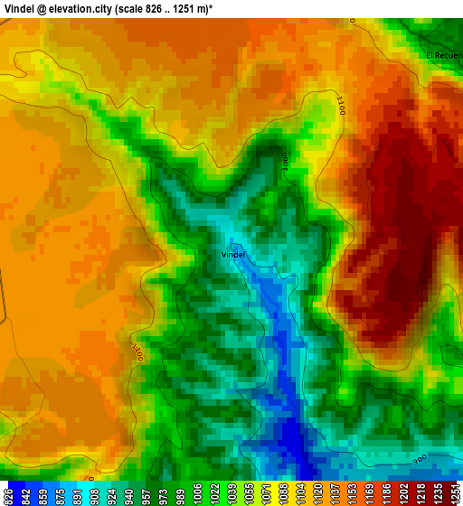 Vindel elevation map