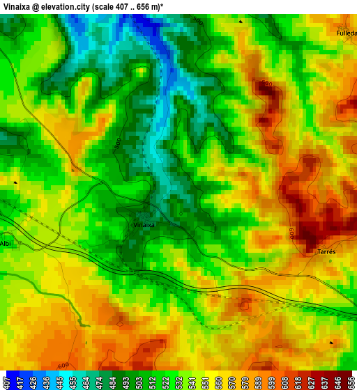 Vinaixa elevation map