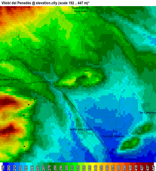 Vilobí del Penedès elevation map