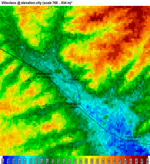 Villovieco elevation map