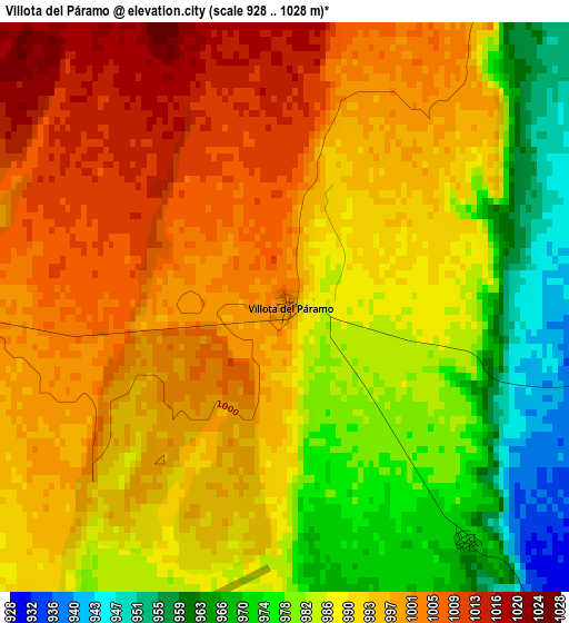 Villota del Páramo elevation map