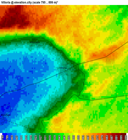 Villoría elevation map