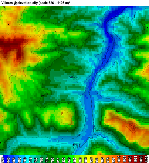 Villores elevation map