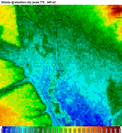 Villoldo elevation map